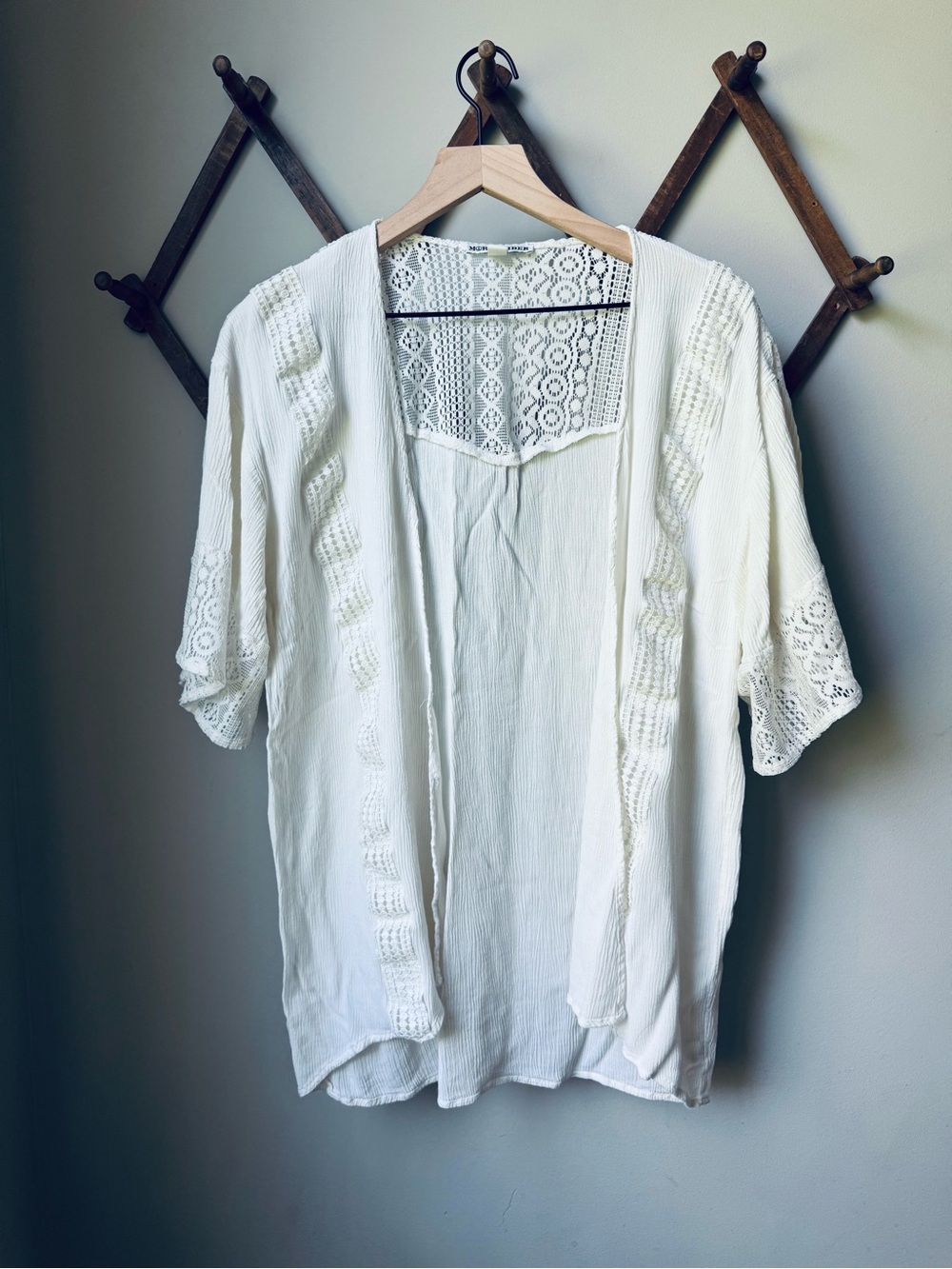 Moral Fiber Off-White Open-Front Kimono Cardigan Size Small